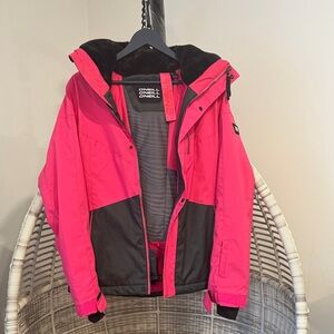 O'Neill Women's Vibrant Pink and Black Ski Jacket